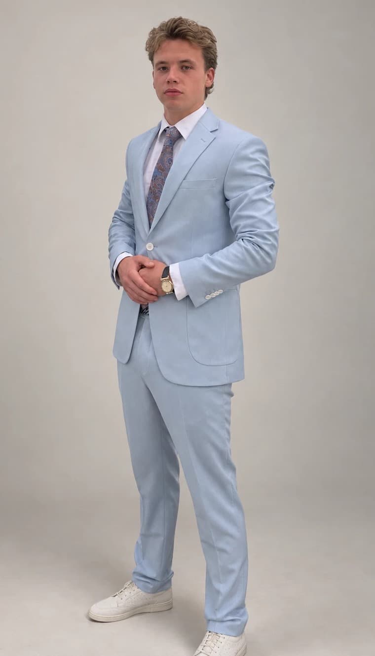 Semyon in a light blue suit.
